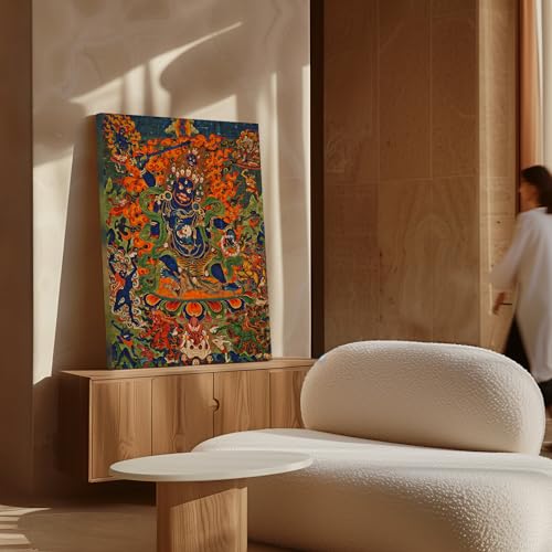 Monem Art Four Faced Mahakala Canvas - Retro Mahakala Print - Tibet Art - Buddhism Art - Gift for Men & Women - Decor for Living Room, Bedroom, Dorm or Office - Available in 8x10 to 30x40 - color: Style-13