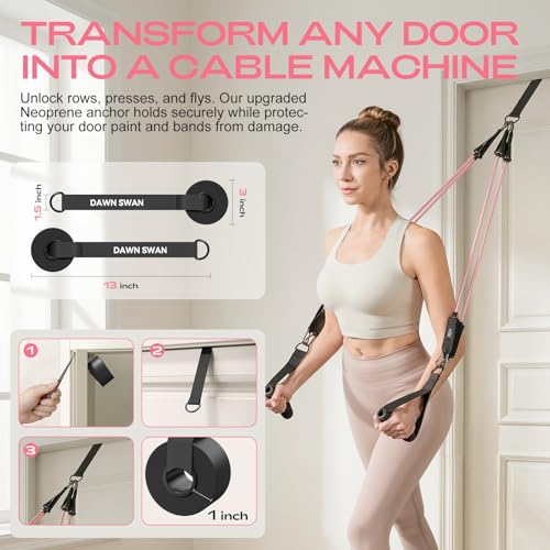 Pilates Bar Kit with Resistance Bands – Adjustable Home Gym Workout Equipment for Women & Men – Portable Pilates Equipment for Squats, Yoga & Full Body Toning - color: Pink