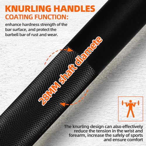 Fitvids Olympic Cerakote Barbell for Home & Commercial Gyms, 190K PSI Tensile Strength Rated for up to 1500LB Capacity - color: Black