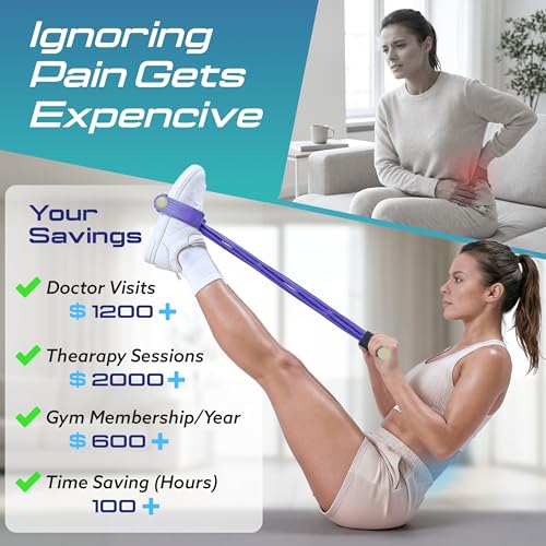 Resistance Band with Pedals, 6 Tube Pedal Resistance Band for Full Body Home Workout, Exercise Band with Handles for Abs, Glutes, Arms & Legs, Portable Fitness Equipment for Women (Purple)
