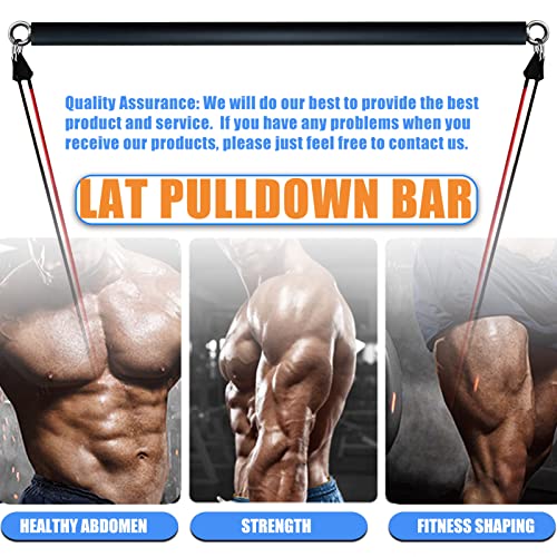 Non-Detachable LAT Pull Down Bar Cable Attachments for Gym, LAT Pulldown Attachments, Straight Bar, Resistance Band Bar for Weightlifting Workout - color: Long bar 2