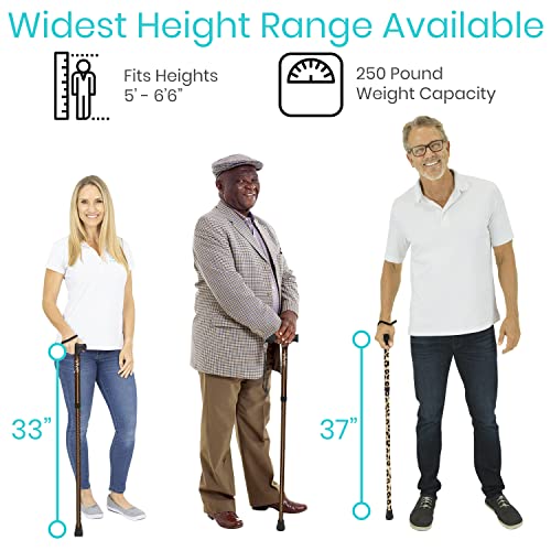 Vive Folding Cane - Foldable Walking Cane for Men, Women - Fold-up, Collapsible, Lightweight, Adjustable, Portable Hand Walking Stick - Balancing Mobility Aid - Sleek, Comfortable - color: Leopard
