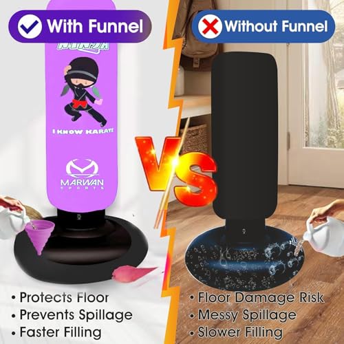 Marwan Sports Ninja Kids Punching Bag — Inflatable Sensory Toy & Birthday Gift for Boys & Girls Ages 4-12, 63" Freestanding 5-in-1 Kit, Indoor Apartment-Quiet Sensory-Friendly Active Play - color: Purple