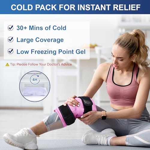 APEXUP Ice Pack for Knee Pain Relief, Large Reusable Wrap After Surgery, Flexible Gel Cold Pack for Injuries, Pain Relief for Back, Shoulder, Elbow, Ankle and Leg (Pink, XXL, 1PK) - size: 2X-Large-1PK, style: Pink