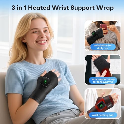 Heated Wrist Wrap for Right Hand, Heated Wrist Brace for Men Woman