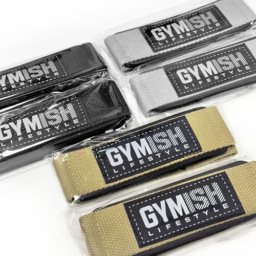 Gymish Lifestyle One More Rep Lifting Straps 24 Inch Non-Slip Soft Pad Wrist Strap for Weightlifting, Deadlifts & Powerlifting, Bodybuilding, Heavy Duty Gym Grips for Strength Training & Crossfit - color: Military