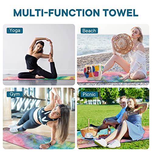 Yoga Towels, Non Slip Hot Yoga Mat Towel with Grip Dots,Super-Absorbent Soft Microfiber Yoga Blanket for Pilates, Fitness and Workout 72inch x 24inch - color: Yellow+pink