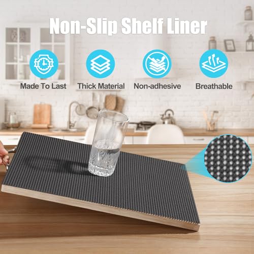 Songrey Non-Adhesive Drawer and Shelf Liner, Non Slip Cabinet Liners, Protect Kitchen Cupboard, Bathroom Drawers, Breathable, Thick Strong Grip mat (12IN x 10FT, Black) - color: Black, size: 12"W x 120"L