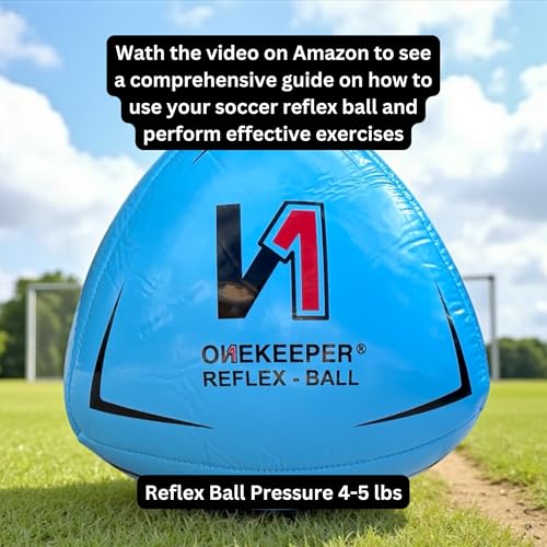 ONEKEEPER Soccer Reflex & Reaction Ball - White, Orange, Blue, Pink, and Fluo Yellow, Agility and Coordination Training for Kids and Juniors (Pump Not Included) - color: Sky Blue