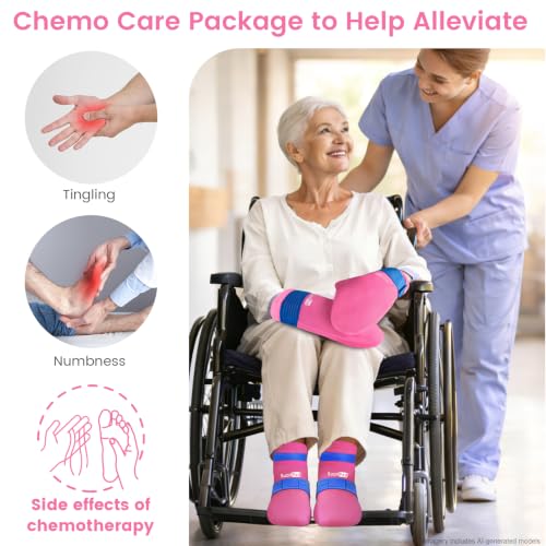 SuzziPad Cold Therapy Socks & Hand Ice Pack Gloves for Chemo Care Package for Women, Chemotherapy Plantar Fasciitis Relief, Neuropathy, Arthritis, XL, Bright Pink - size: XL