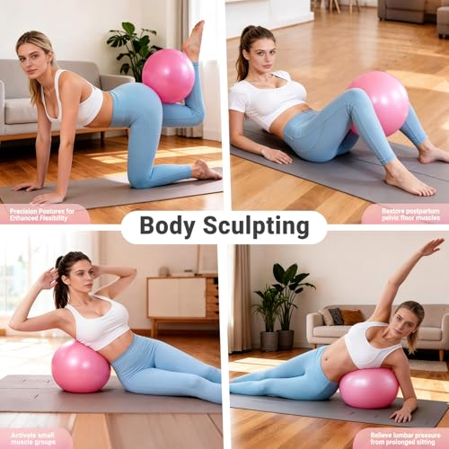 Small Exercise Ball 9 Inch Mini Pilates Yoga Ball for Yoga, Fitness, Balance, Core Workout, Physical Therapy, Pilates Ball with Inflation Straw