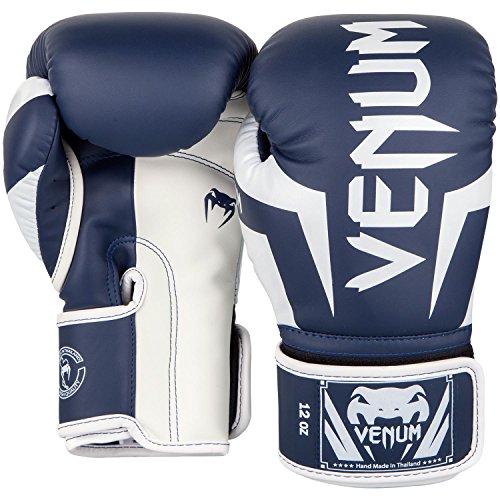 Venum Elite Boxing Gloves - color: White/Navy Blue, size: 14-Ounce