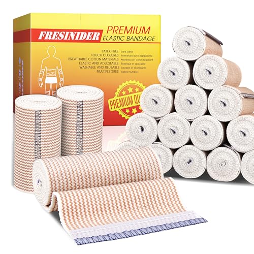 FRESINIDER Premium Elastic Bandage Wrap, 18 Pack 4" Cotton Latex Free Compression Bandage Wrap with Touch Closure at Both Ends, Support & First Aid for Sports, Medical, and Injury Recovery - color: 18 Pack X 4 Inches