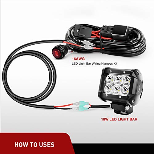 Nilight Wire Extension, 3 Feet, Play and Plug 16 Gauge – Wiring Harness Extension for Off Road LED Work Light Bar - size: 16AWG -3FT 2Pcs