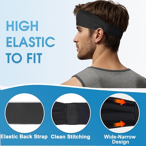 Sukeen Cooling Sports Headbands for Men: Instant Cooling Moisture Wicking Sweatbands Non-Slip Elastic Mens Headband Gym - color: Black, 4 pack