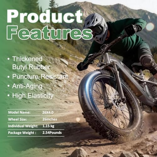 2 Pack of Fat Tire Bike Inner Tubes, 20/24/26 X4.0 Heavy Duty Bike Tube, Inner Tube with 32mm Schrader Valve for Snow Mountain Bike E-Bike - size: 26X4.0(2 Pack)