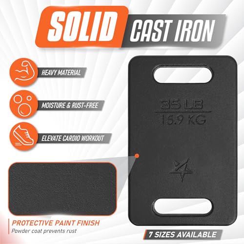 Yes4All Cast Iron Rucking Weight for Backpack, Training Weight Plate with Ergonomic Rounded Handle, Protective Glossy Finish for Weighted Walking, Hiking, Rucking, Resistance Workout - style: F. 35LB