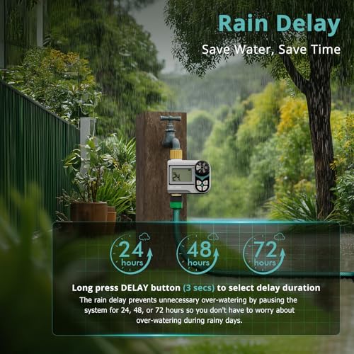 QUOBAS Zero Pressure Water Timer, Sprinkler Timer for Garden Hose Faucet | Brass Programmable Hose Timer, Rain Delay/Manual/Automatic Irrigation System, Low Pressure Watering Compatible Rain Barrel - size: Interval Program 1 Zone