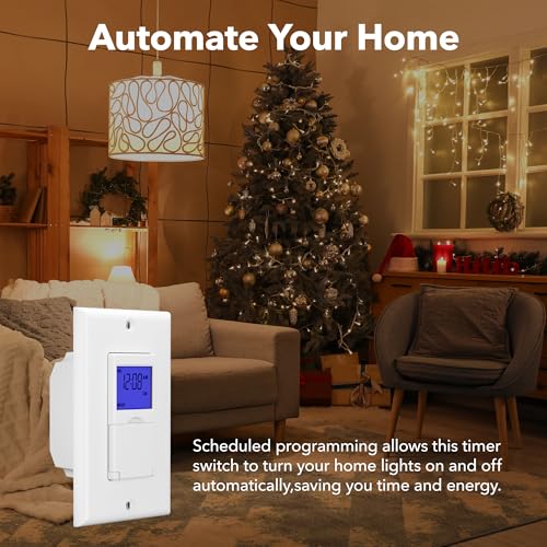 BN-LINK Astronomical Timer Switch for Lights, 7 Day Programmable Switch | Auto Sunrise Sunset Light Timer Switch, 18 ON/OFF Programs, DST/Random Mode, Neutral Required, Free Wall Plate, ETL listed - color: Astronomical with Backlight, size: 1 Pack