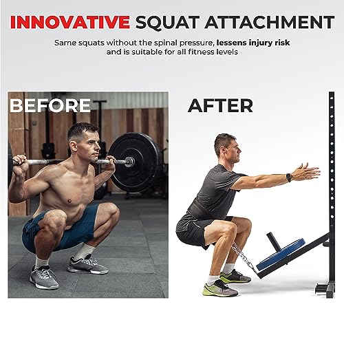 Sunny Health & Fitness Power Cage Squat Rack Attachments for Home Gym | Strength Training, Expanded Workout Variety, Durable Construction, Secure Fit, Quick Installation, Versatile Exercise Support - style: Belt Squats