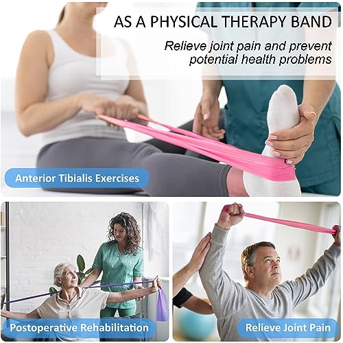 Resistance Bands for Physical Therapy, Bands for Working Out, Latex Free Elastic and Exercise Bands Set for Stretching, Suitable for Rehab, Yoga, Pilates, Gym, Home Exercise - color: Gradient Pink 5-80lbs