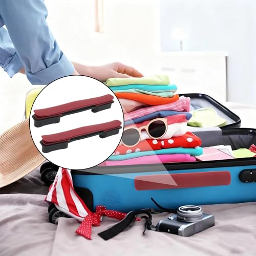 2Pcs Burgundy Plastic Luggage Straps with Screws, Luggage Handle Replacement, Grip Carry Strap for Repair - color: Burgundy