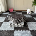 12Pcs Plush Foam Floor Mat,Plush Interlocking Carpet Tiles,Anti-Slip Square Puzzle Floor Mat,EVA Foam Area Rugs for Bedroom Playroom (Black+Grey) - color: Black+grey