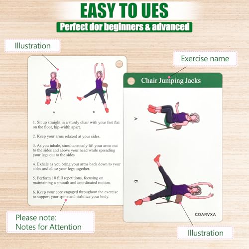 Chair Yoga Workouts for Elderly-58 Exercise Cards with Chair Yoga,Gentle Seated Yoga Guide, Chair Yoga for Weight Loss & Flexibility-Exercise Cards for Seniors Over 60 - color: Elderly Chair Yoga