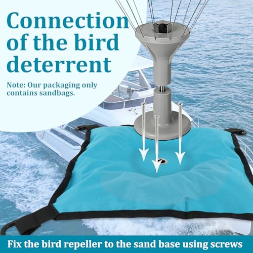 U0U Sand Bag Boat Base,Blue Sandbag Canvas Base for Bird Deterrent,Weatherproof Canvas Sandbag Base with Foldable Funnel,Keep Birds Away from Boat (Bird Deterrent and Sand Not Included) (Blue)