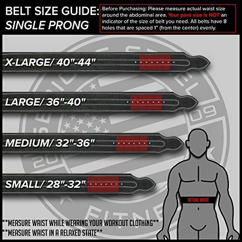 SERIOUS STEEL FITNESS Leather Weight Lifting Belt | Powerlifting, Weightlifting & Exercise Belt | 4" Wide & 10mm Thick - color: Single Prong, size: Large