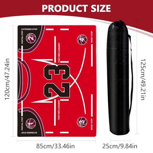 Portable Basketball Footwork Training Mat, Basketball Training Equipment, Agility Footstep Training Mat, Durable Non-Slip Basketball Footwork Training Equipment for All Ages to Improve Speed, Strength and Coordination - color: Red