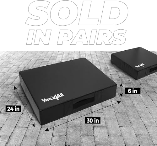 Yes4All Silencer Drop Pads/Weightlifting Drop Pads with PVC Cover & Easy Carry Handles – Sold in PairsVariation Theme - color: F. Black - 10in
