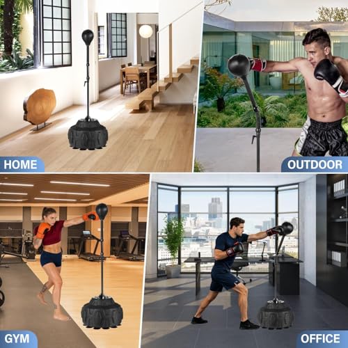 Cobras Reflex Bag with Stand 55.5-71.2" Height Adjustable Speed Punching Ball Quick Setup & Stable Suction Base for Boxing Training Stress Relief