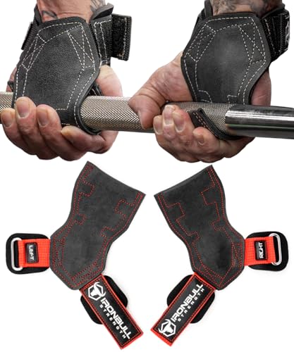 EZ Gripz PRO V2 Lifting Grips for Weightlifting: Weight Lifting Straps for Gym with Adjustable Wrist Neoprene Padding Gripps - Lifting Hooks, Wrist Wraps & Gloves Alternative for Deadlifts & Rows - color: Black/Red, size: Large