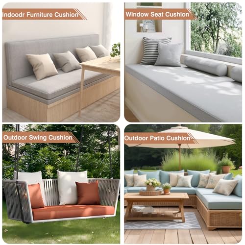 Custom Bench Cushions for Indoor Furniture, Personalized Size Non-Slip Bench Pads,75D Thickened Foam Furniture Seat Cushion for Indoor Bay Window,Sofa Renovation,Outdoor Garden Patio Cushion