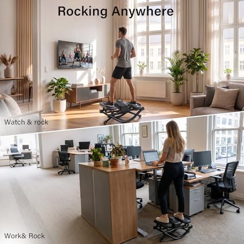 Rock Stepper for Exercise at Home, Low-Impact Side to Side Rocking Stair Stepper with Resistance Bands, Full Body Home Fitness Workout Equipment, 330LBS Weight Capacity