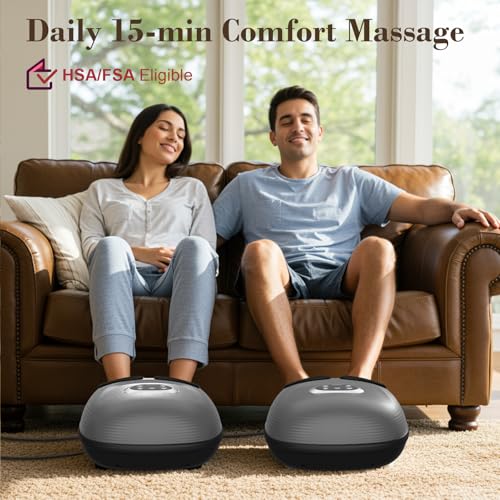CuPiLo Foot Massager with Heat, FSA Eligible HSA Shiatsu Foot Massager Machine for Plantar Fasciitis, Adjustable Vibration & Pressure for Neuropathy Pain, Women Men Gifts, Fits Up to 12"(Gray) - color: Gray