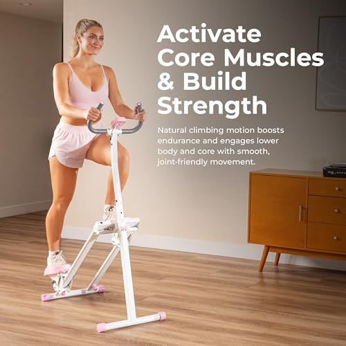 Sunny Health & Fitness Stair Stepper for Home, Smart Foldable Stair Climber