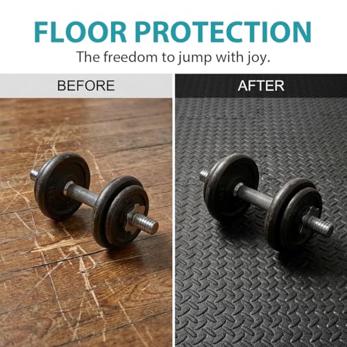 24 Tiles Interlocking EVA Foam Floor Tiles, Puzzle Exercise Mat, Home Gym and Garage Workout Mat, Black, 20 in x 20 in x 0.39 in, 64 Sq Ft (24, Black) - color: Black