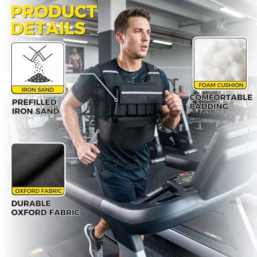 F2C Adjustable Weighted Vest 30lb / 40lb / 60lb, Removable Sandbag Weight Vest for Men Women, Running Walking Rucking, Strength & Fitness Training Vest with Reflective Strips - size: 60 lbs