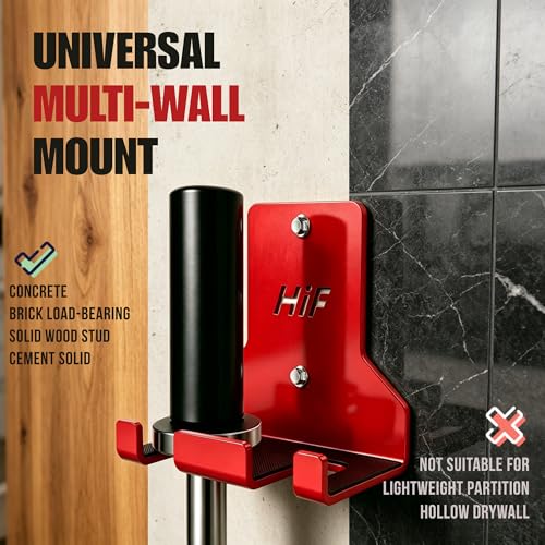 Olympic Barbell Hanger,Garage Gym Bar Wall Rack,Vertical Barbell Mount Rack,Space Saving Commercial or Home Gym Accessory,Holds Under 33mm Bar Size