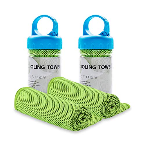 Sports Towel for Instant Cooling Relief Microfiber Towels for Golf Workout Swimming Gym Yoga Travel Camping Fitness 40"x12" Sweat Towel (Green 2 Pack) - color: Green 2 Pack