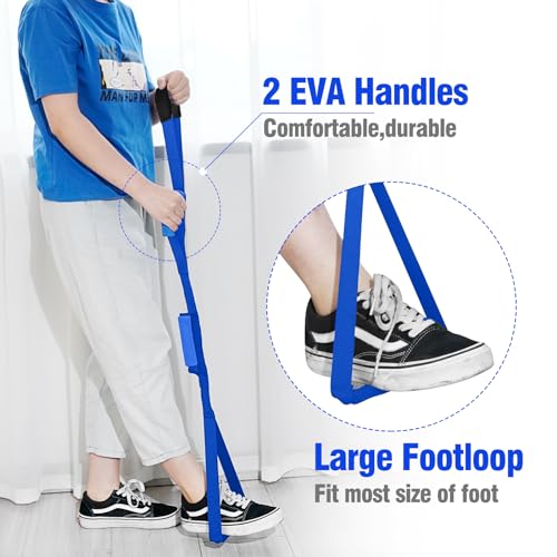 42 Inch Leg Lifter,Leg Lifter After Hip Replacement with Large Foot Loop,Mobility Aid for Disables and Elderly,Leg Lifter Strap for Knee Replacement Recovery Aids(Blue) - color: Blue