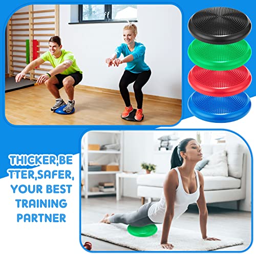 Jerify 4 Pcs Wiggle Seat Flexible Inflated Wobble Cushion Stability Balance Pad Balance Disc Sensory Seat for Men Women Fitness Physical Exercise Improving Posture Home Office - color: Colorful
