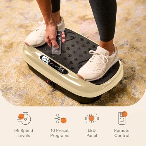 Lifepro HexaPlate Lite Vibration Plate Exercise Machine — Magnetic Acupoints, 99 Speeds & 10 Presets Vibration Platform Machine with Resistance Bands — Vibrating Plate for Lymphatic Drainage & Toning - color: Light Gold
