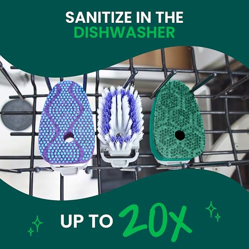 Scotch-Brite Odor Resist Soap Control Dishwand Brush, Non-Scratch Cleaning Brush with Scraper, Stands Upright, 1 Count (Pack of 4) - size: 1 Count (Pack of 4)