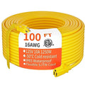 HUANCHAIN Outdoor Extension Cord 100 ft Waterproof, 16/3 Gauge Flexible Cold-Resistant Appliance Extension Cord Outside, 10A 1250W 16AWG SJTW, 3 Prong Electric Cable Yellow, ETL