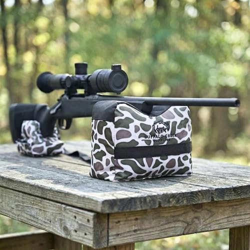 Buffalo Creek Supplies All Weather Durable Front and Rear Shooting Rest Bags, Rifle Rest Sand Bag for Bench Rest Shooting, Hunting, Target & Competitive Sports Shooting-Unfilled - color: Classic Deer