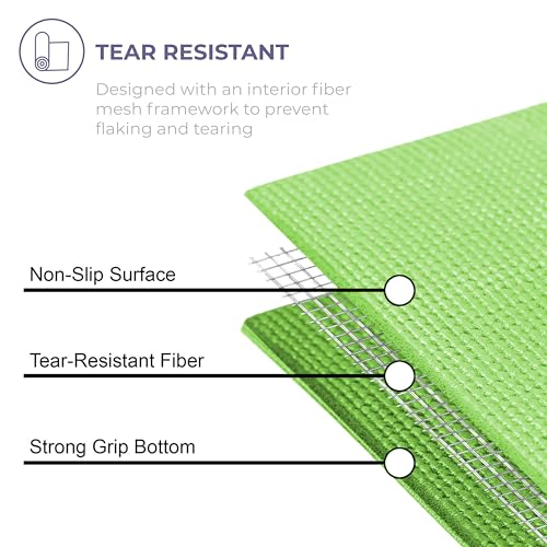 Voyage 5mm Studio Yoga Mats, 6 Pack, 72x24in | Extra Long, Anti-Tear Exercise Mats for Workout, Stretching, Fitness - Non Slip Gym Mats for Home, Schools and Studios - color: Assorted
