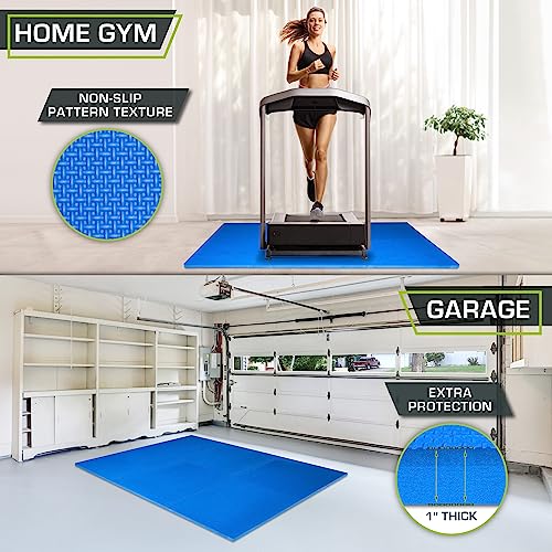 ProsourceFit Weaved Pattern Extra Thick Exercise Puzzle Mat 1-inch, EVA Foam Interlocking Tiles for Protective, Cushioned Flooring for Home and Gym Equipment; Blue, 24 SQ FT, 6 Tiles - color: Blue, size: 6 Pack (24 SQ FT)